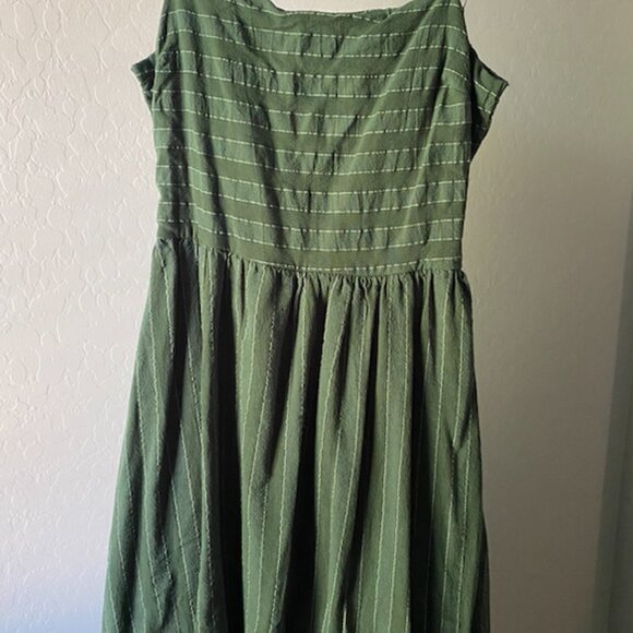 Lulus Feeling The Best Green Striped Tie-back Midi Dress With Pockets - Size S - Picture 4 of 5